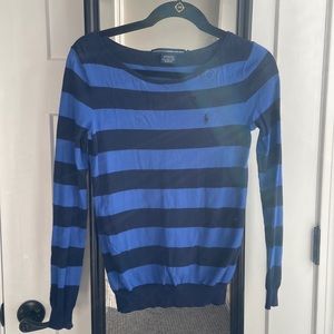 Blue striped polo sweater